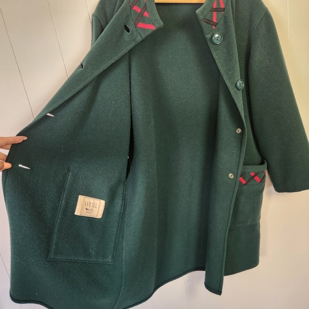 Vintage Weill Paris 1980s Green Winter Jacket Coat Womens Size Large Classic - Picture 8 of 12